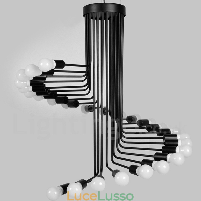 Lampadario moderno contemporaneo vintage retrò nero da 26 luci