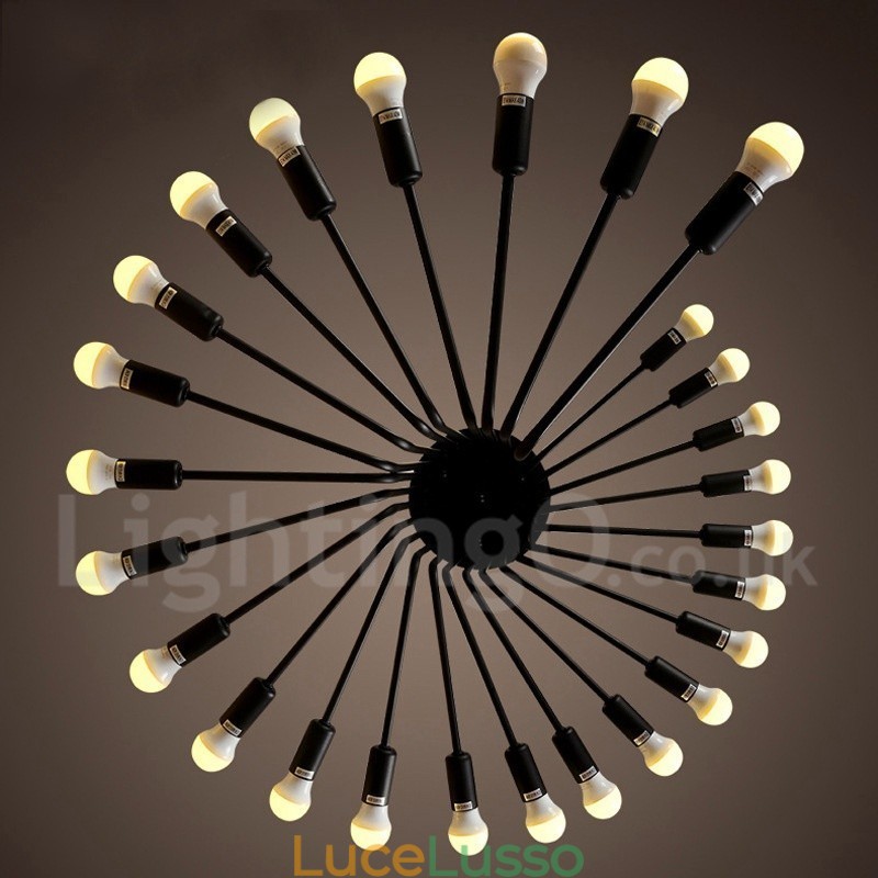 Lampadario moderno contemporaneo vintage retrò nero da 26 luci