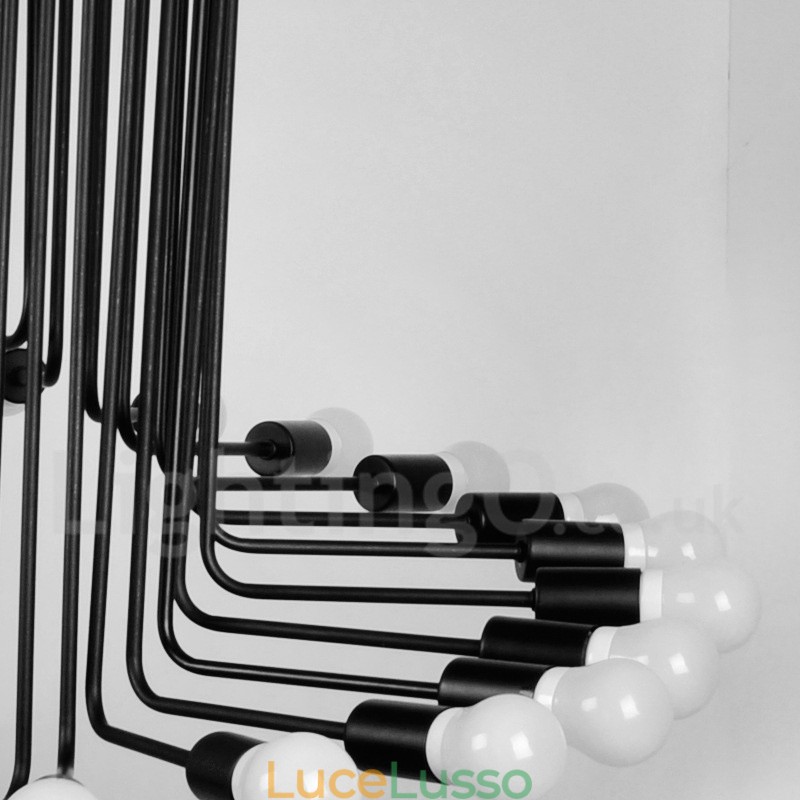 Lampadario moderno contemporaneo vintage retrò nero da 26 luci