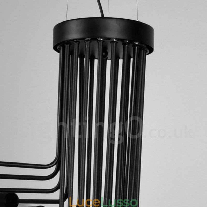 Lampadario moderno contemporaneo vintage retrò nero da 26 luci