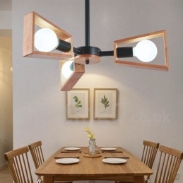 Lampadario a 3 luci in legno a un piano, stile moderno e contemporaneo
