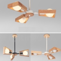 Lampadario a 3 luci in legno a un piano, stile moderno e contemporaneo