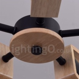 Lampadario a 3 luci in legno a un piano, stile moderno e contemporaneo