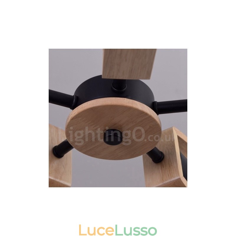 Lampadario a 3 luci in legno a un piano, stile moderno e contemporaneo