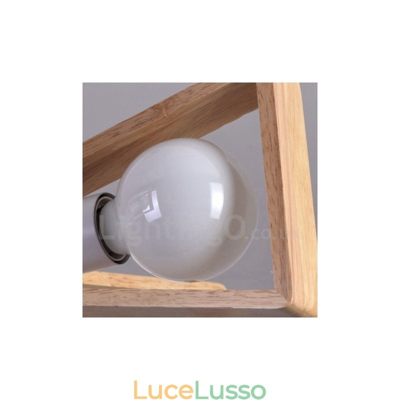 Lampadario a 3 luci in legno a un piano, stile moderno e contemporaneo