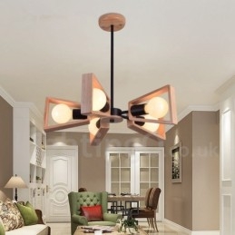 Lampadario a 5 luci a un piano in legno, stile moderno e contemporaneo