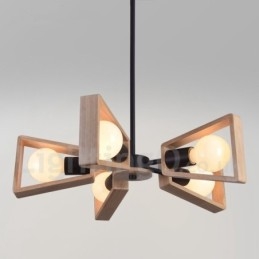 Lampadario a 5 luci a un piano in legno, stile moderno e contemporaneo