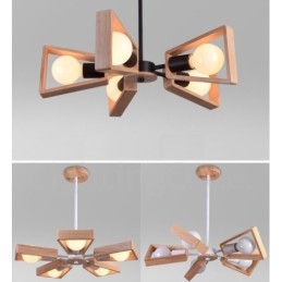 Lampadario a 5 luci a un piano in legno, stile moderno e contemporaneo
