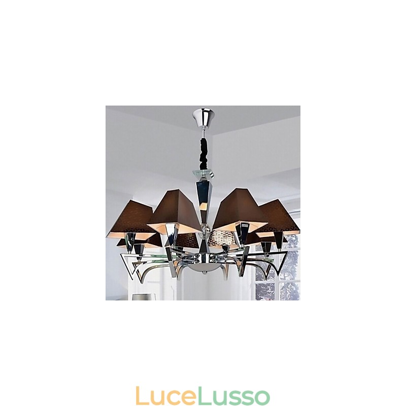 Lampadario in ferro battuto alla moda, illuminazione artistica, lampadario con 8 luci
