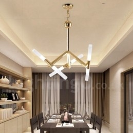 Lampadario moderno contemporaneo a 2 livelli e 6 luci dorato