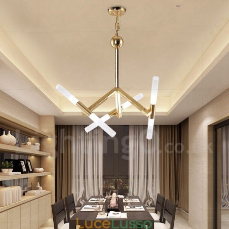 Lampadario moderno contemporaneo a 2 livelli e 6 luci dorato Lampadario moderno contemporaneo a 2 livelli e 6 luci dorato