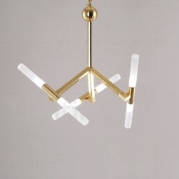 Lampadario moderno contemporaneo a 2 livelli e 6 luci dorato