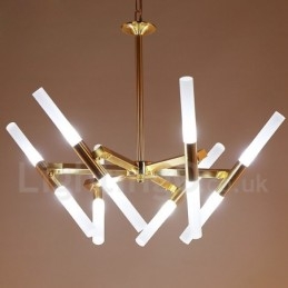 Lampadario moderno contemporaneo a 2 livelli e 12 luci dorato