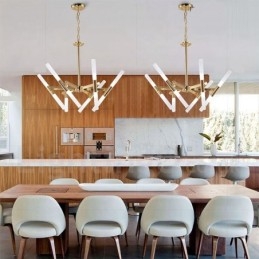 Lampadario moderno contemporaneo a 2 livelli e 12 luci dorato