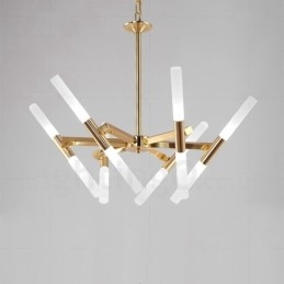 Lampadario moderno contemporaneo a 2 livelli e 12 luci dorato