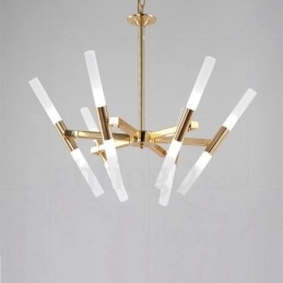 Lampadario moderno contemporaneo a 2 livelli e 12 luci dorato
