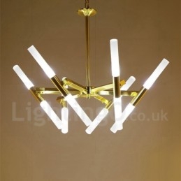 Lampadario moderno contemporaneo a 2 livelli e 12 luci dorato