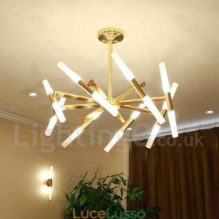Lampadario moderno contemporaneo a 2 livelli e 16 luci dorato Lampadario moderno contemporaneo a 2 livelli e 16 luci dorato