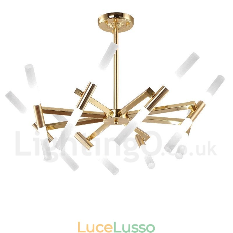 Lampadario moderno contemporaneo a 2 livelli e 16 luci dorato