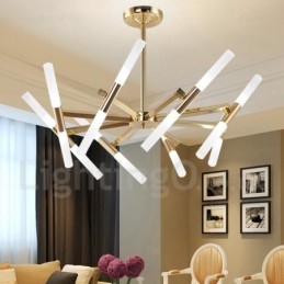 Lampadario moderno contemporaneo a 2 livelli e 16 luci dorato