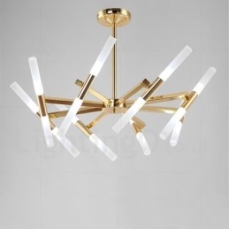Lampadario moderno contemporaneo a 2 livelli e 16 luci dorato