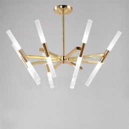 Lampadario moderno contemporaneo a 2 livelli e 16 luci dorato