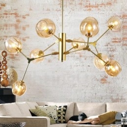 Lampadario con paralume in vetro stile moderno contemporaneo