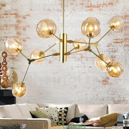Lampadario con paralume in vetro stile moderno contemporaneo Lampadario con paralume in vetro stile moderno contemporaneo