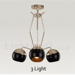 Lampadario moderno contemporaneo in metallo a 3 luci a un livello con paralume in vetro