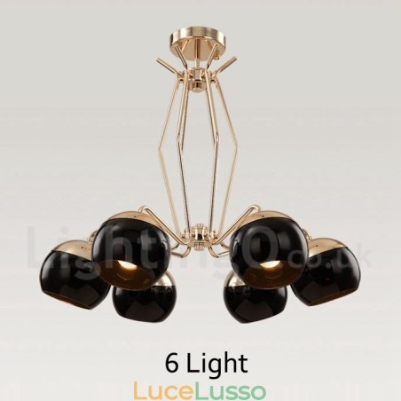Lampadario moderno contemporaneo in metallo a 6 luci a un livello con paralume in vetro Lampadario moderno contemporaneo in metallo a 6 luci a un livello con paralume in vetro