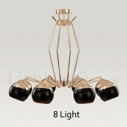 Lampadario moderno contemporaneo in metallo a 8 luci a un livello con paralume in vetro