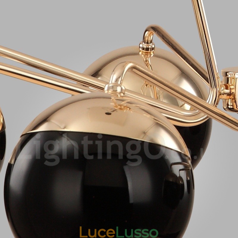 Lampadario moderno contemporaneo in metallo a 8 luci a un livello con paralume in vetro