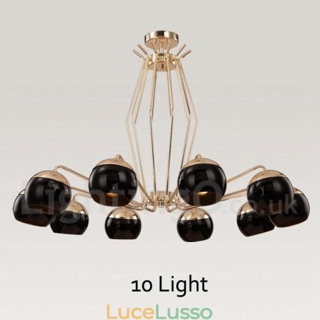 Lampadario moderno contemporaneo in metallo a 10 luci a un livello con paralume in vetro Lampadario moderno contemporaneo in metallo a 10 luci a un livello con paralume in vetro