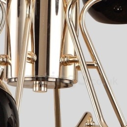 Lampadario moderno contemporaneo in metallo a 10 luci a un livello con paralume in vetro