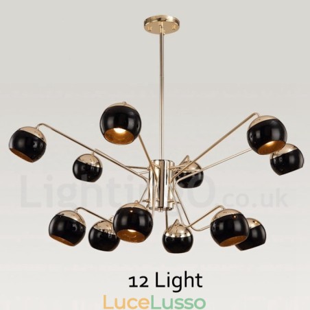Lampadario moderno contemporaneo in metallo a 12 luci e 2 livelli con paralume in vetro Lampadario moderno contemporaneo in metallo a 12 luci e 2 livelli con paralume in vetro