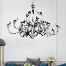 Lampadario moderno a forma di cigno a 24 luci, lampadina cromata G4 inclusa