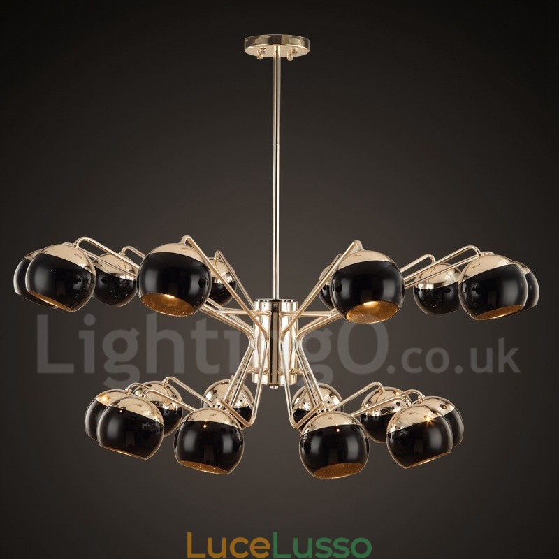 Lampadario contemporaneo in metallo con paralume in vetro