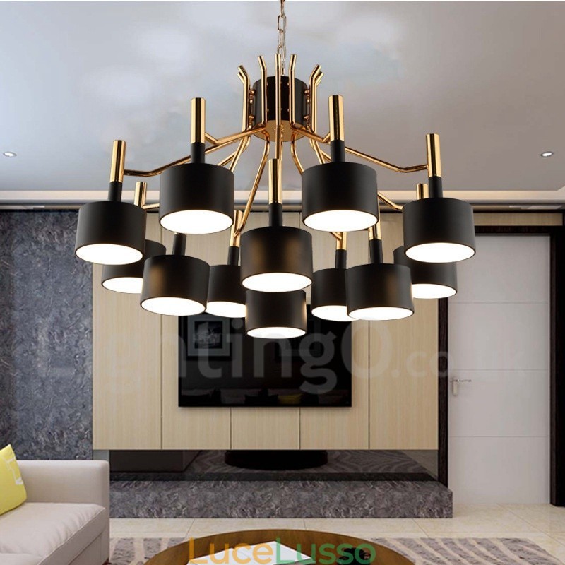 Lampadario moderno contemporaneo a 12 luci e 2 livelli