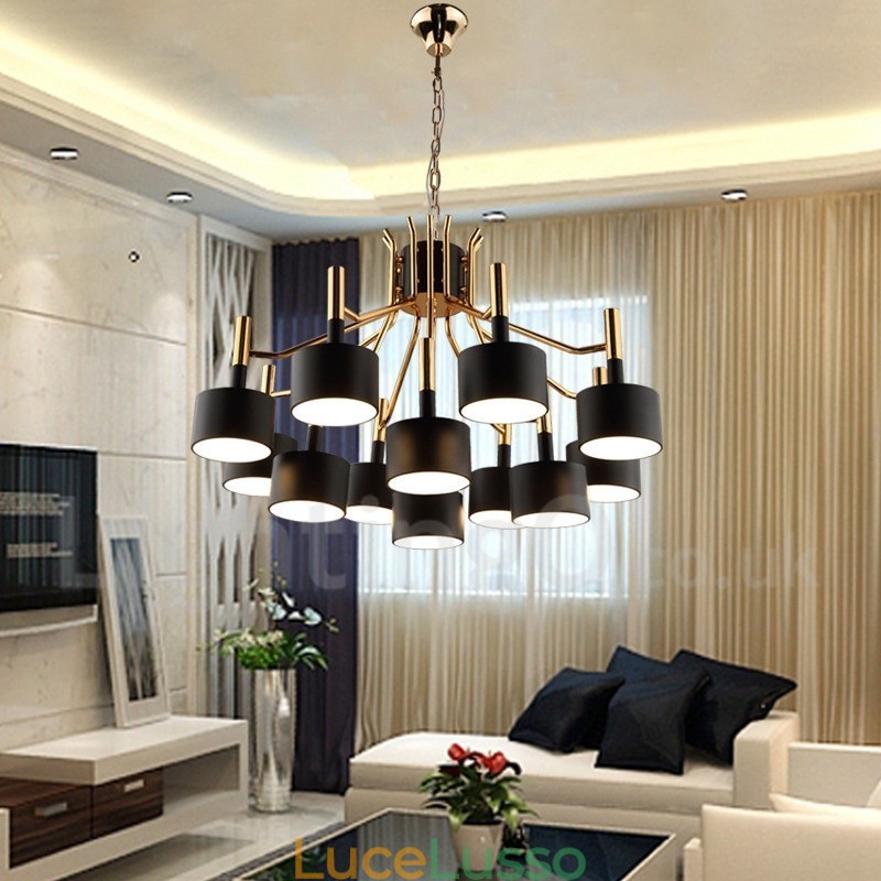 Lampadario moderno contemporaneo a 12 luci e 2 livelli