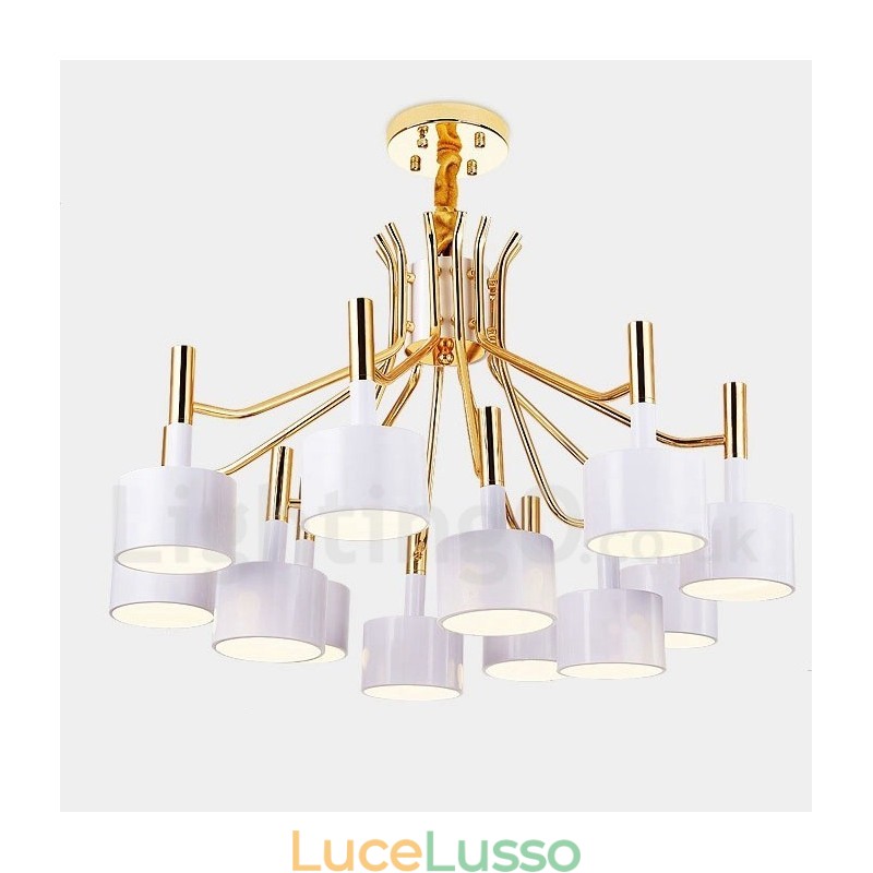 Lampadario moderno contemporaneo a 12 luci e 2 livelli