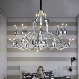 Lampadario moderno a forma di cigno a 24 luci, lampadina cromata G4 inclusa