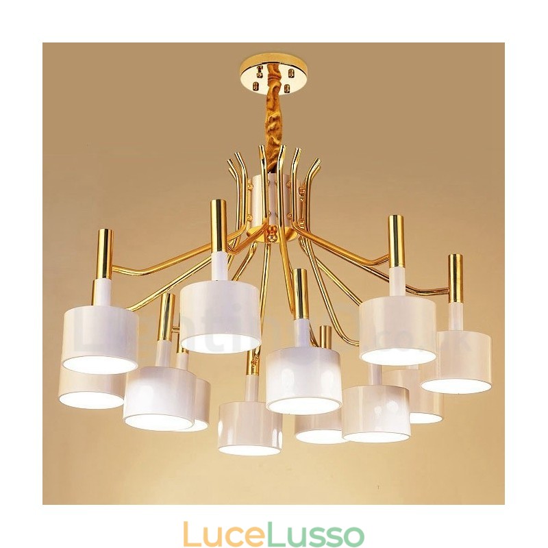 Lampadario moderno contemporaneo a 12 luci e 2 livelli
