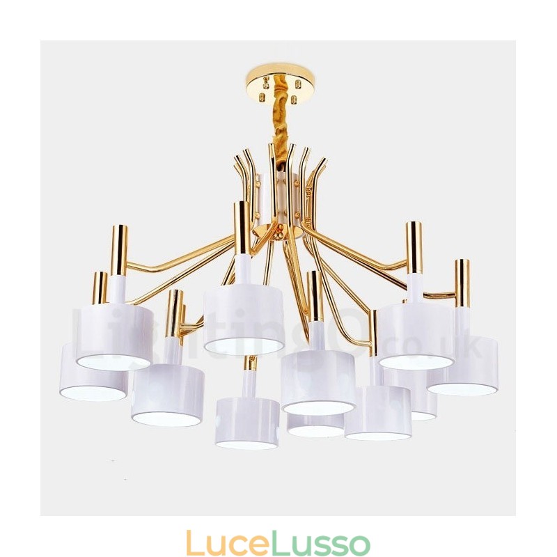 Lampadario moderno contemporaneo a 12 luci e 2 livelli