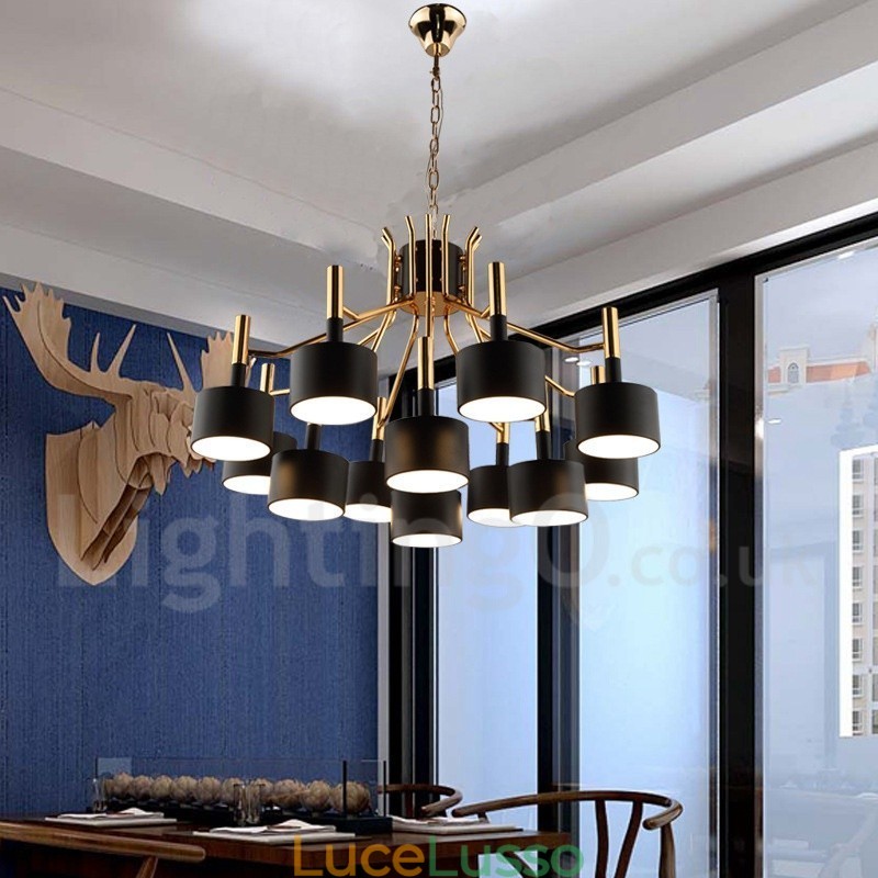Lampadario moderno contemporaneo a 12 luci e 2 livelli