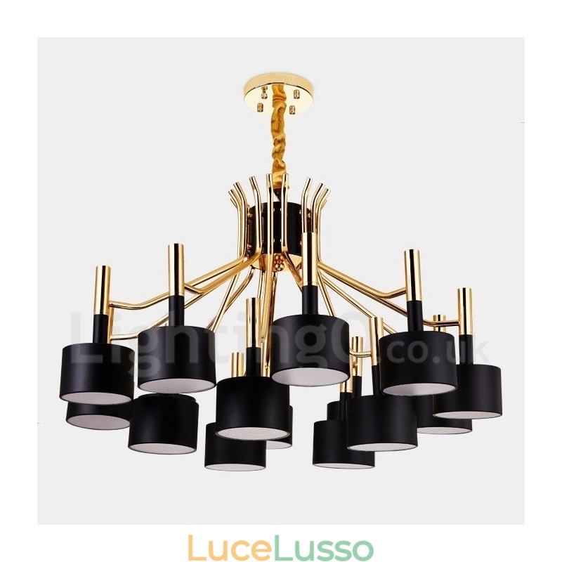 Lampadario moderno in stile contemporaneo a 2 livelli con 15 luci