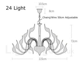 Lampadario moderno a forma di cigno a 24 luci, lampadina cromata G4 inclusa