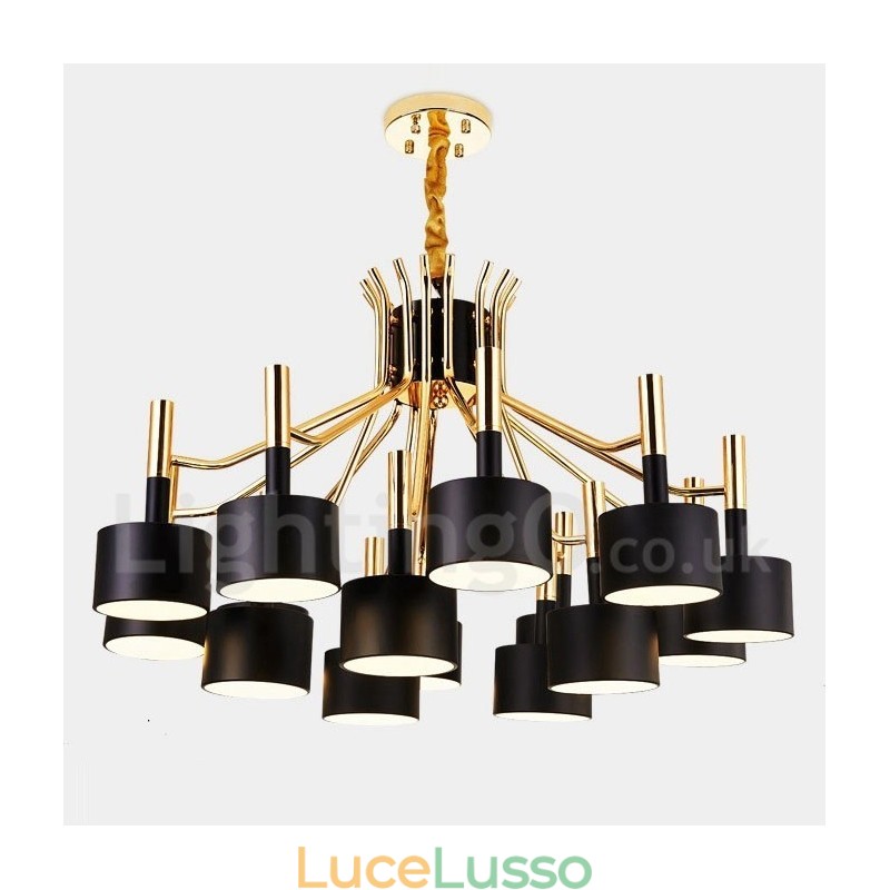 Lampadario moderno in stile contemporaneo a 2 livelli con 15 luci