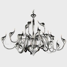 Lampadario moderno a forma di cigno a 24 luci, lampadina cromata G4 inclusa