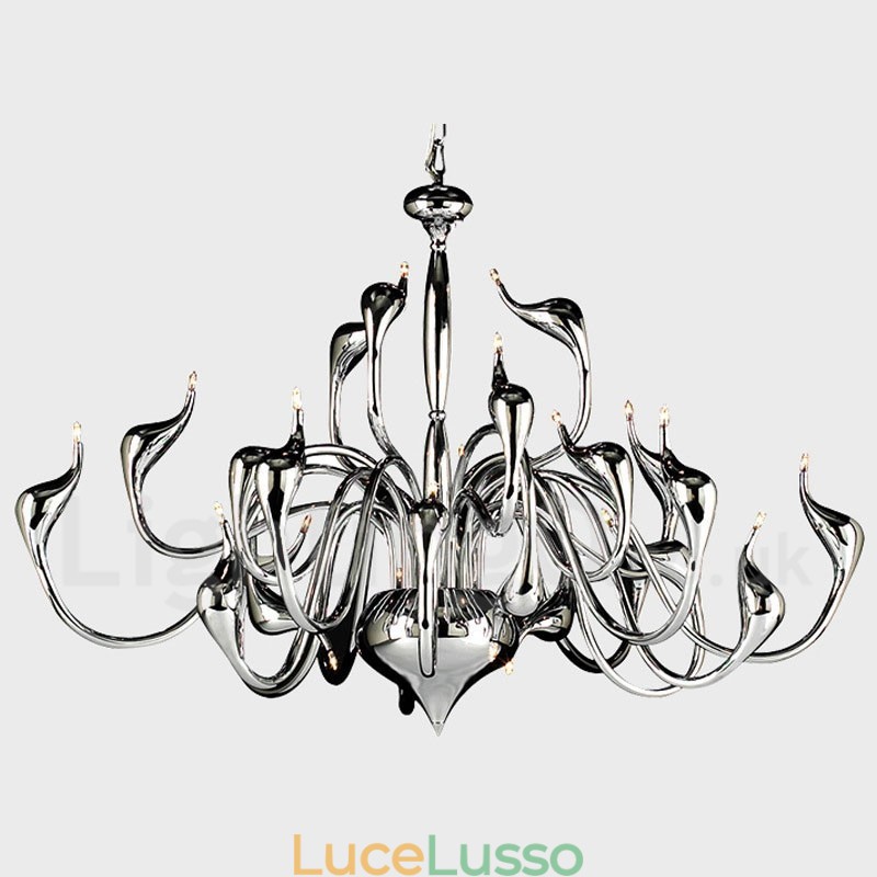 Lampadario moderno a forma di cigno a 24 luci, lampadina cromata G4 inclusa