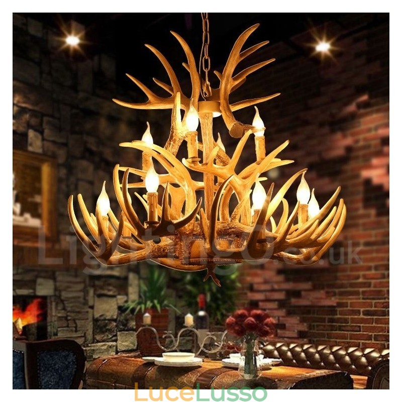 Lampadario vintage country a 12 luci